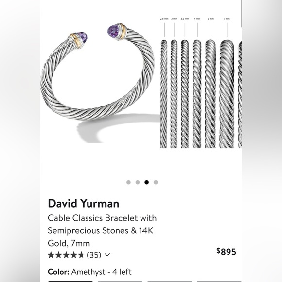 David Yurman Cable Bracelet - Amethyst - Picture 1 of 5